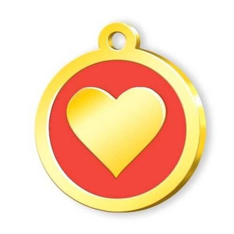 Dalis 24 Ayar Altın Kaplama Mineli Seri Kalp Desenli Künye - Kırmızı