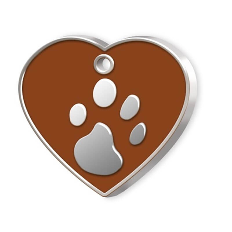 Dalis Kalp Şeklinde Mineli Büyük Köpek Künyesi Kahve