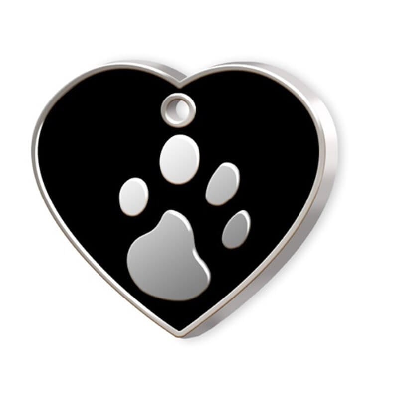 Dalis Kalp Şeklinde Mineli Büyük Köpek Künyesi Siyah