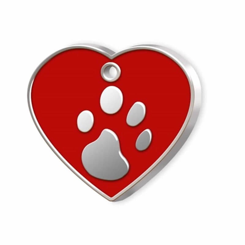 Dalis Kalp Şeklinde Mineli Büyük Köpek Künyesi Kırmızı