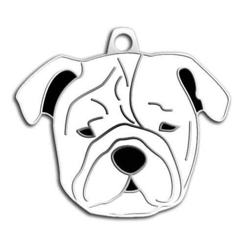 Dalis Pet Tag Bulldog Köpek Künyesi (Beyaz)