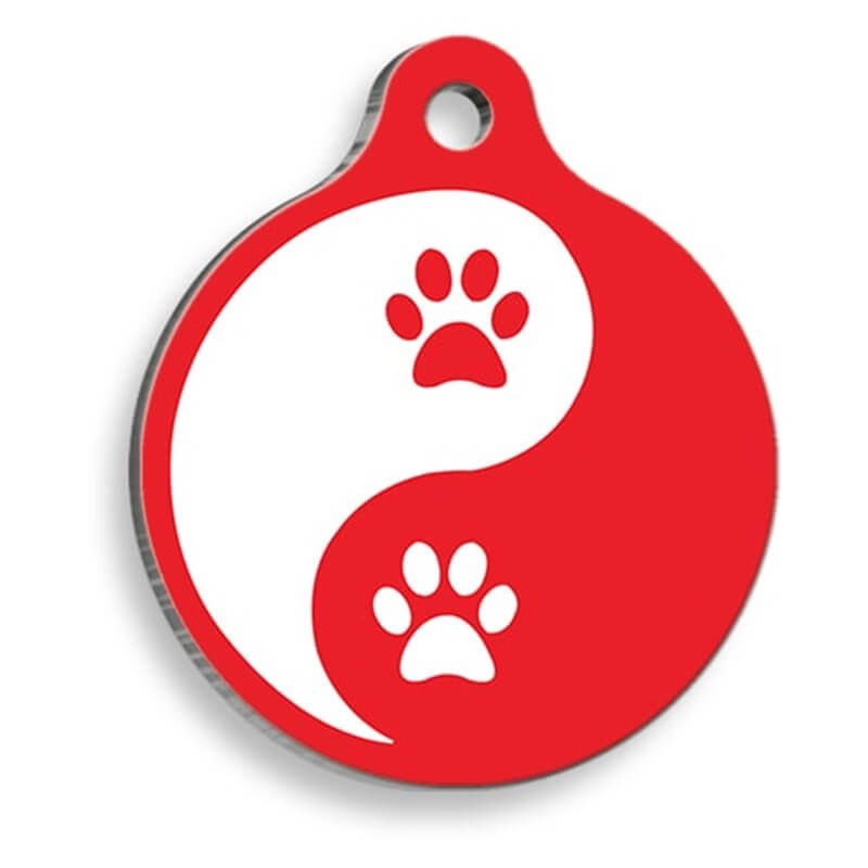 Dalis Zen Pati Kırmızı Yuvarlak Kedi ve Köpek Künyesi Orta