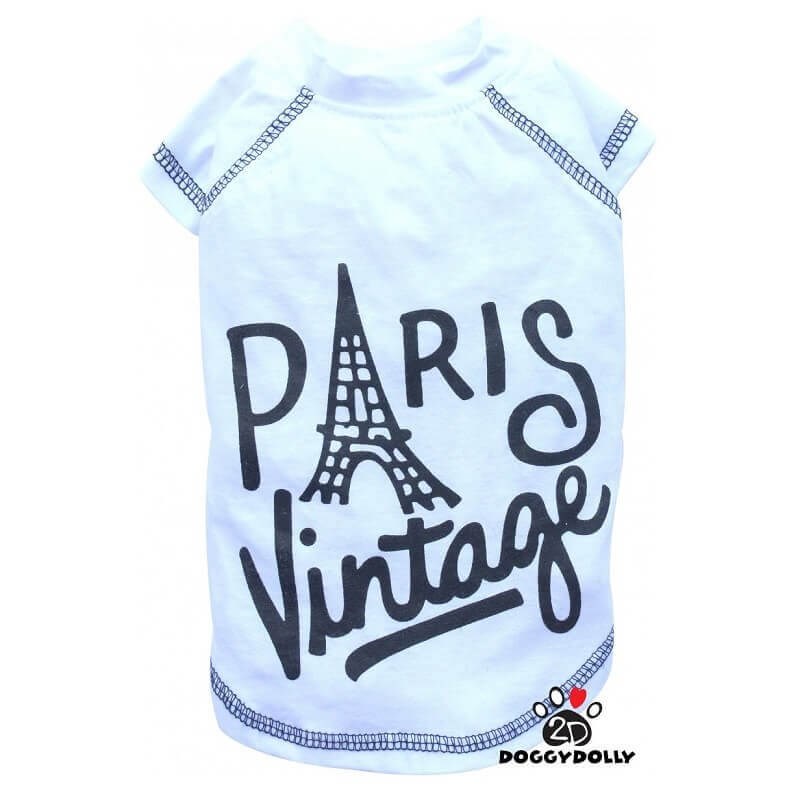 Doggy Dolly Vintage Paris Tshirt Beyaz 2XL