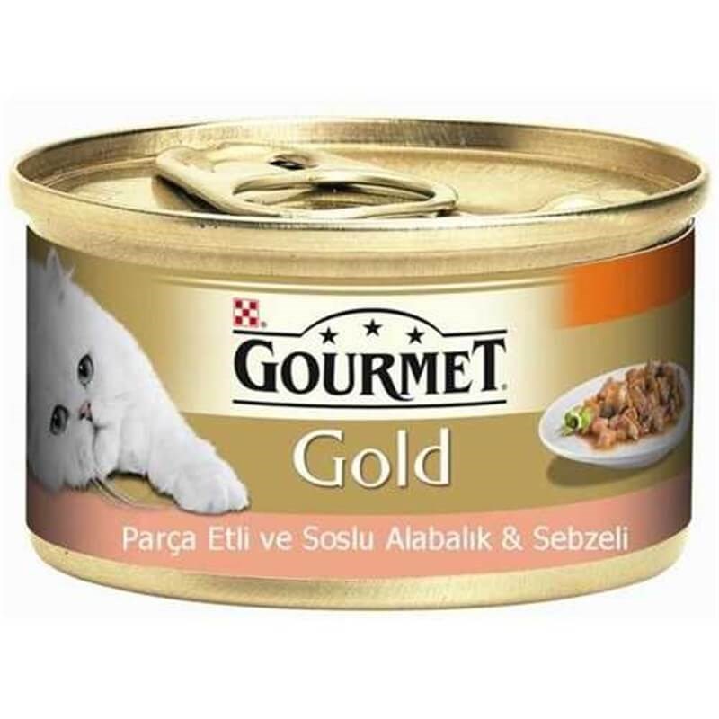 Gourmet Gold Parça Etli Soslu Alabalık ve Sebzeli Kedi Konservesi 85Gr