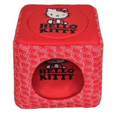Hello Kitty 3 Fonksiyonlu Küp Kedi Evi ve Yatağı Kırmızı