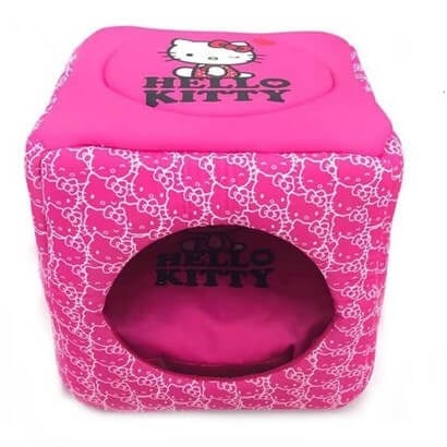 Hello Kitty 3 Fonksiyonlu Küp Kedi Evi ve Yatağı Pembe