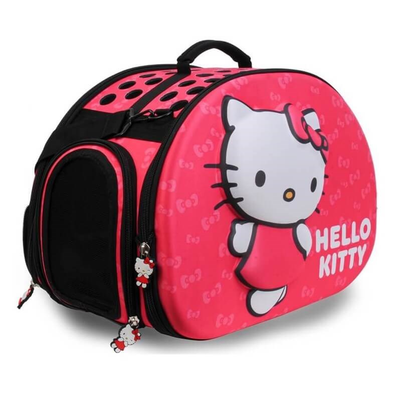 Hello Kitty Eva Kabartmalı Pembe Kedi Taşıma Çantası
