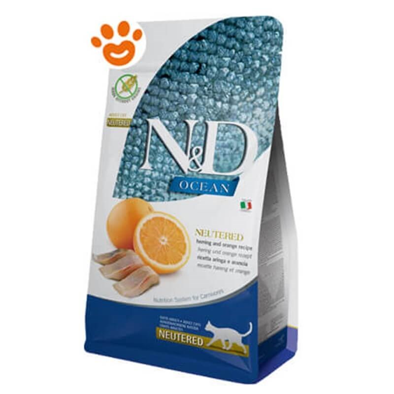 N&D Ocean Ringa Balıklı Portakallı Kısırlaştırılmış Kedi Maması 1.5 Kg