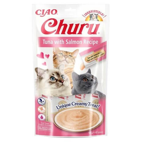 Ciao Churu Cream Ton Balıklı ve Somonlu Kedi Ödülü 4 x 14 Gr
