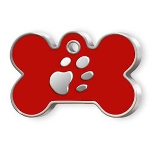 Dalis Kemik Şeklinde Mineli Büyük Köpek Künyesi Kırmızı