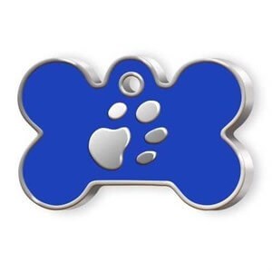 Dalis Kemik Şeklinde Mineli Büyük Köpek Künyesi Mavi