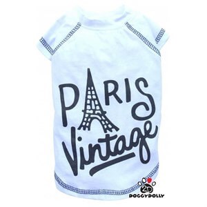 Doggy Dolly Vintage Paris Tshirt Beyaz Large