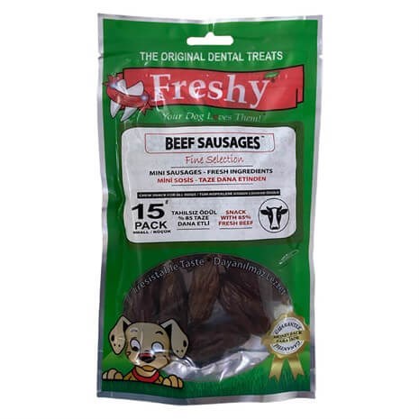 Freshy Mini Beef Sausages Tahılsız Sosis Köpek Ödülü 100 gr 15 Adet