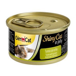GimCat Shiny Cat Ton Balıklı Çimenli Öğünlük Kedi Konservesi 70 Gr