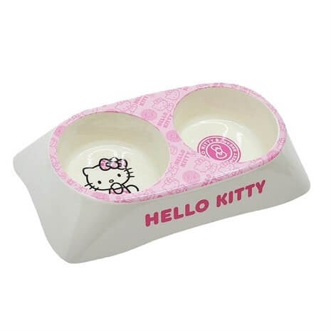 Hello Kitty İkili Melamin Kedi Mama ve Su Kabı 2 x 10 cm Pembe