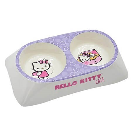 Hello Kitty İkili Melamin Kedi Mama ve Su Kabı 2 x 10 cm Lila
