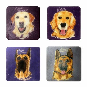 Petdesign Mutlu Köpekler Doğal Taş Magnet 4 Lü