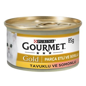 Proplan Gourmet Gold Parça Etli Soslu Somonlu Tavuklu Kedi Konservesi