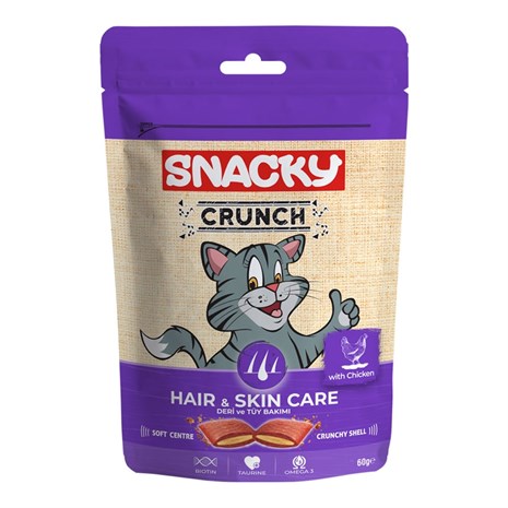 Snacky Crunch Hair-Skin Kedi Ödülü Tavuklu 60 Gr