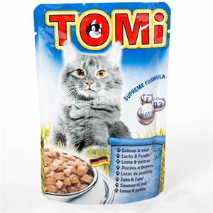 Tomi Somonlu ve Alabalıklı Yetişkin Pouch Kedi Konservesi 100 Gr