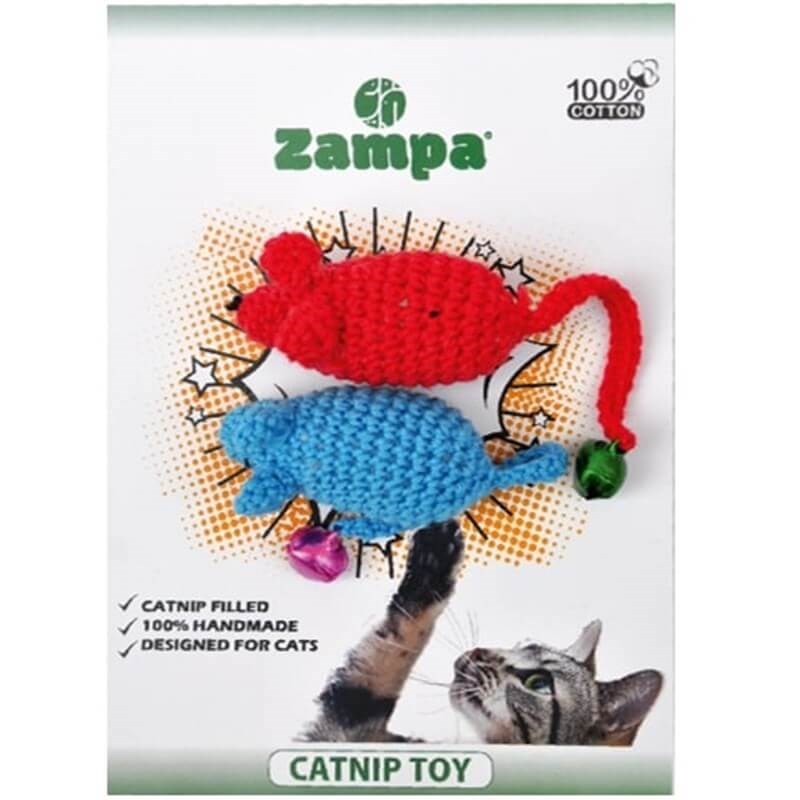 Zampa Catnipli El Yapımı Örgü Kedi Oyuncağı 2li Fare